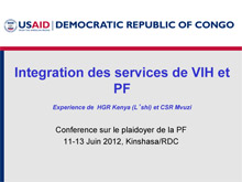 Family Planning Presentation in Kinshasa DRC - USAID.