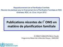 Family Planning Presentation in Kinshasa DRC - WHO.